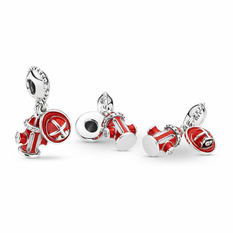 Pandora Firefighter Essentials Dangle Charm Ireland - Sterling Silver/Enamel/Black/Cubic Zirconia -